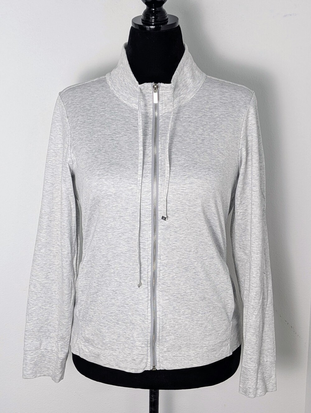 Tommy Bahama Women Gray Knit Cotton Full Zip Track Jacket Long Sleeve Sz M NWOT